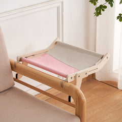 Sturdy Cat Window Hammock – Wooden Hanging Cat Bed With Washable Cotton Canvas