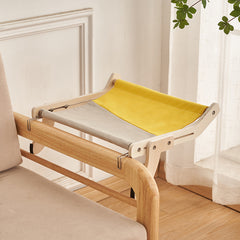 Sturdy Cat Window Hammock – Wooden Hanging Cat Bed With Washable Cotton Canvas