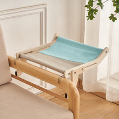Sturdy Cat Window Hammock – Wooden Hanging Cat Bed With Washable Cotton Canvas